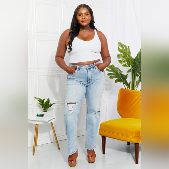 Vervet 90's Vintage Straight Wide Leg Light Wash Jeans Plus 14 16 18 20 - Picture 8 of 15